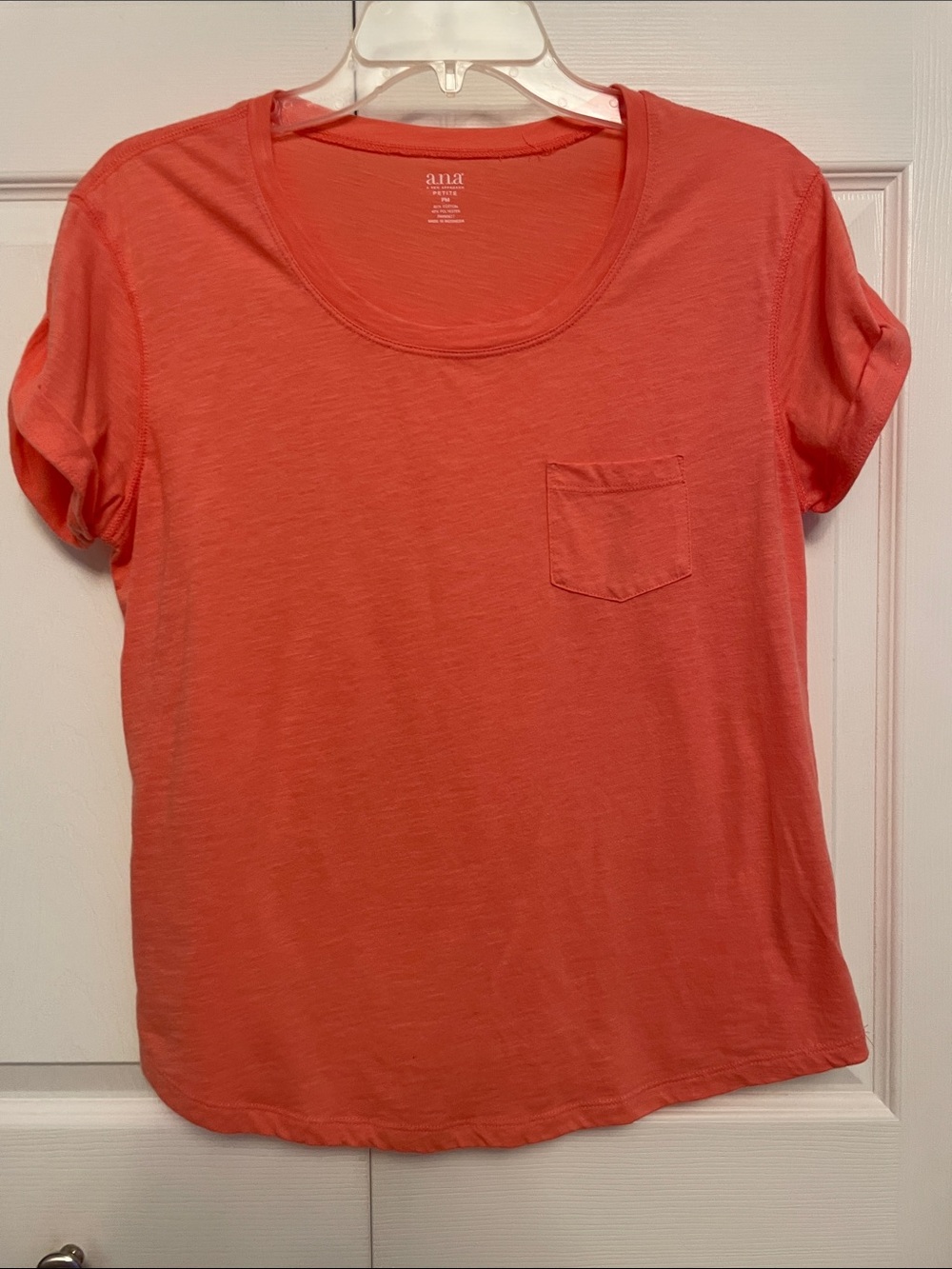 A.N.A. Orange Fall Color Cotton Blend Short Sleeve Tee Shirt Top Chest Pocket